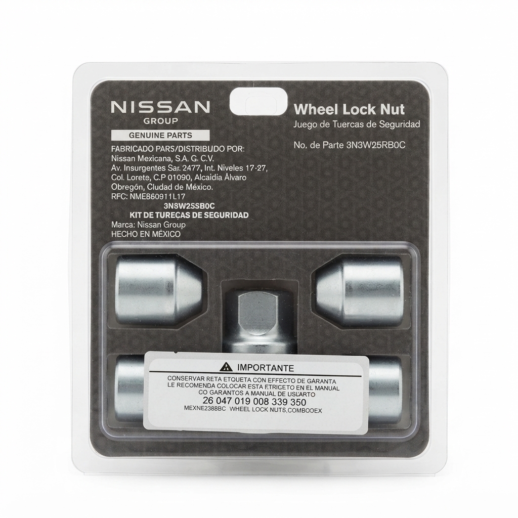 Juego de tuercas de seguridad para rines Frontier Plataforma D41 / V6 2022 – 2026 Nissan Original
